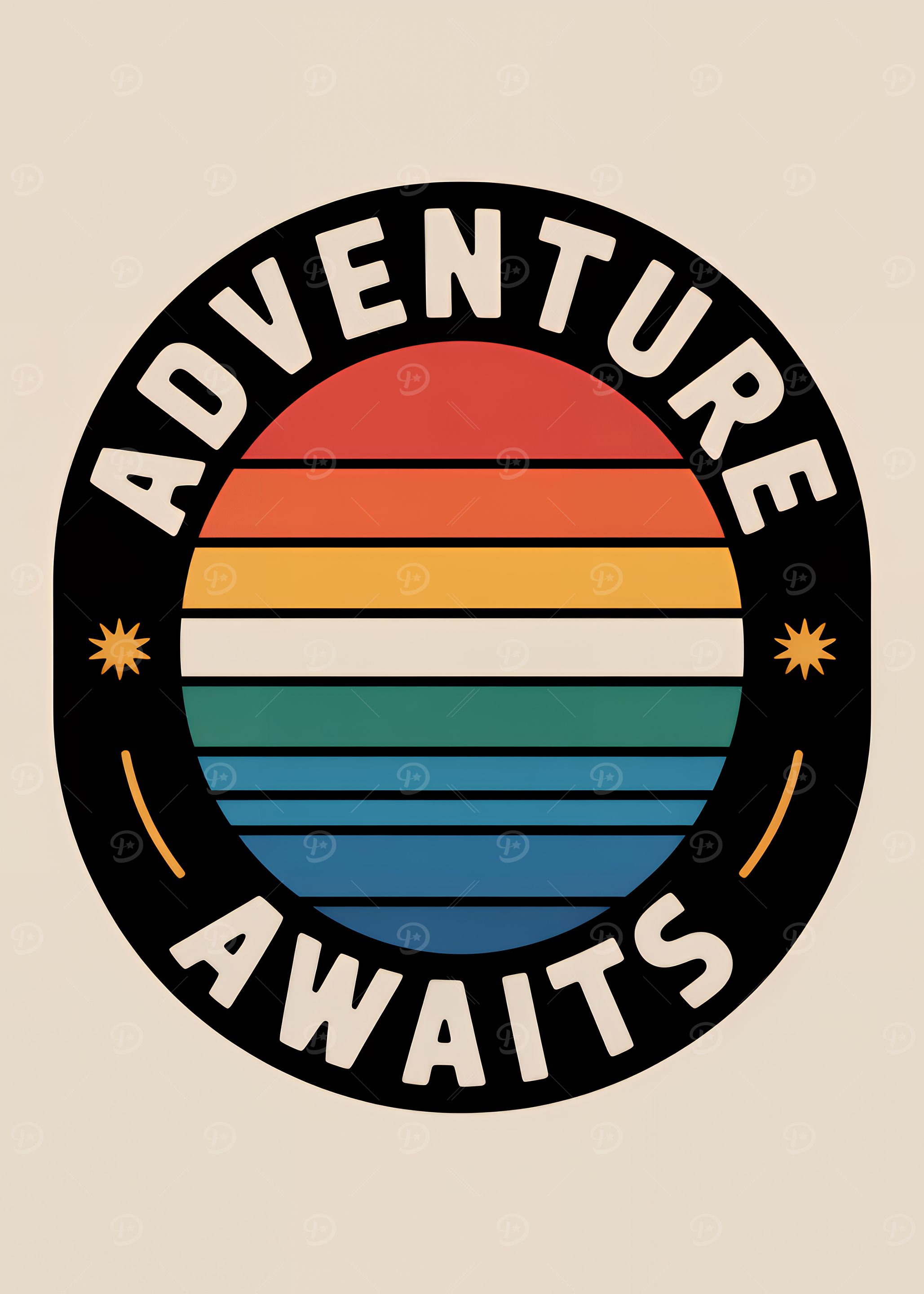 Adventure Awaits Retro Circle Design