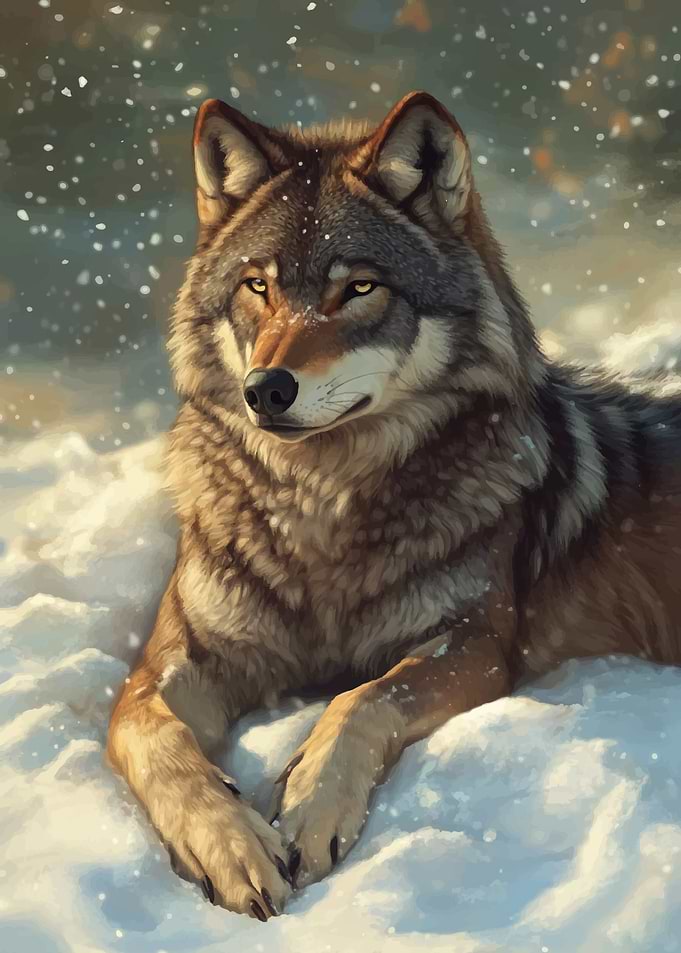 Wolf Resting in Snow