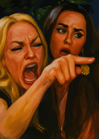 Woman Yelling at a Cat Meme Painting