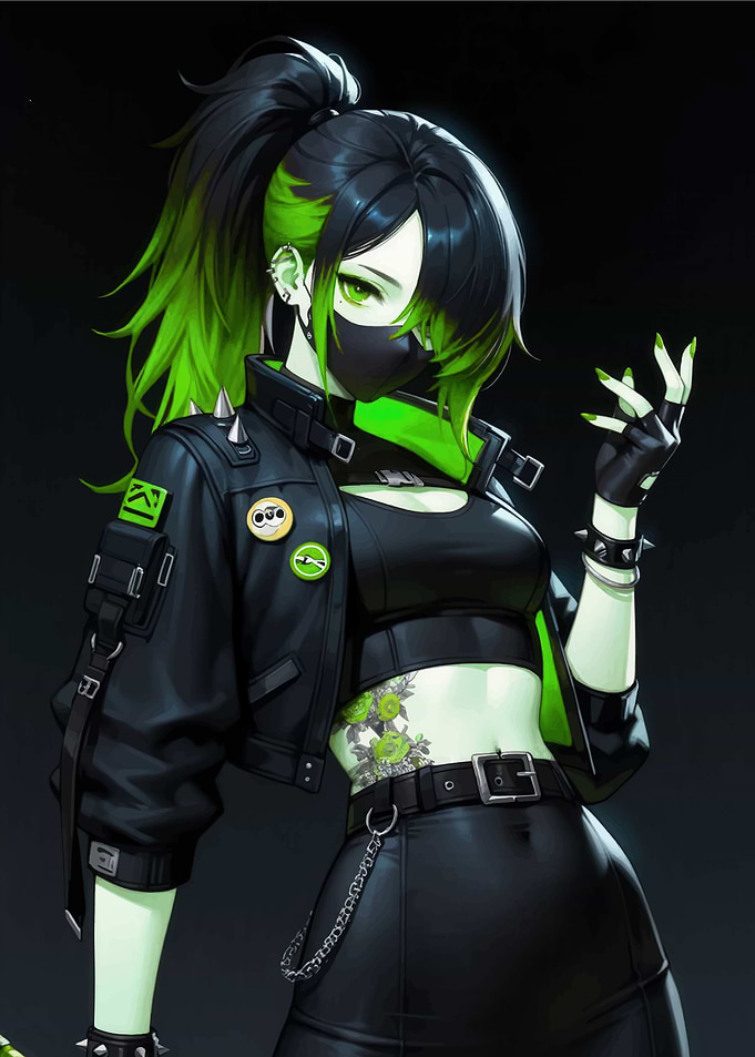 Cyberpunk Girl with Green Accents