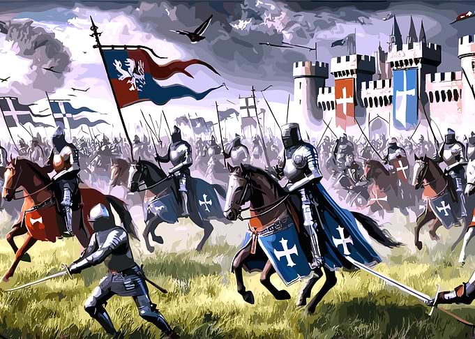 Medieval Battle Scene with Knights