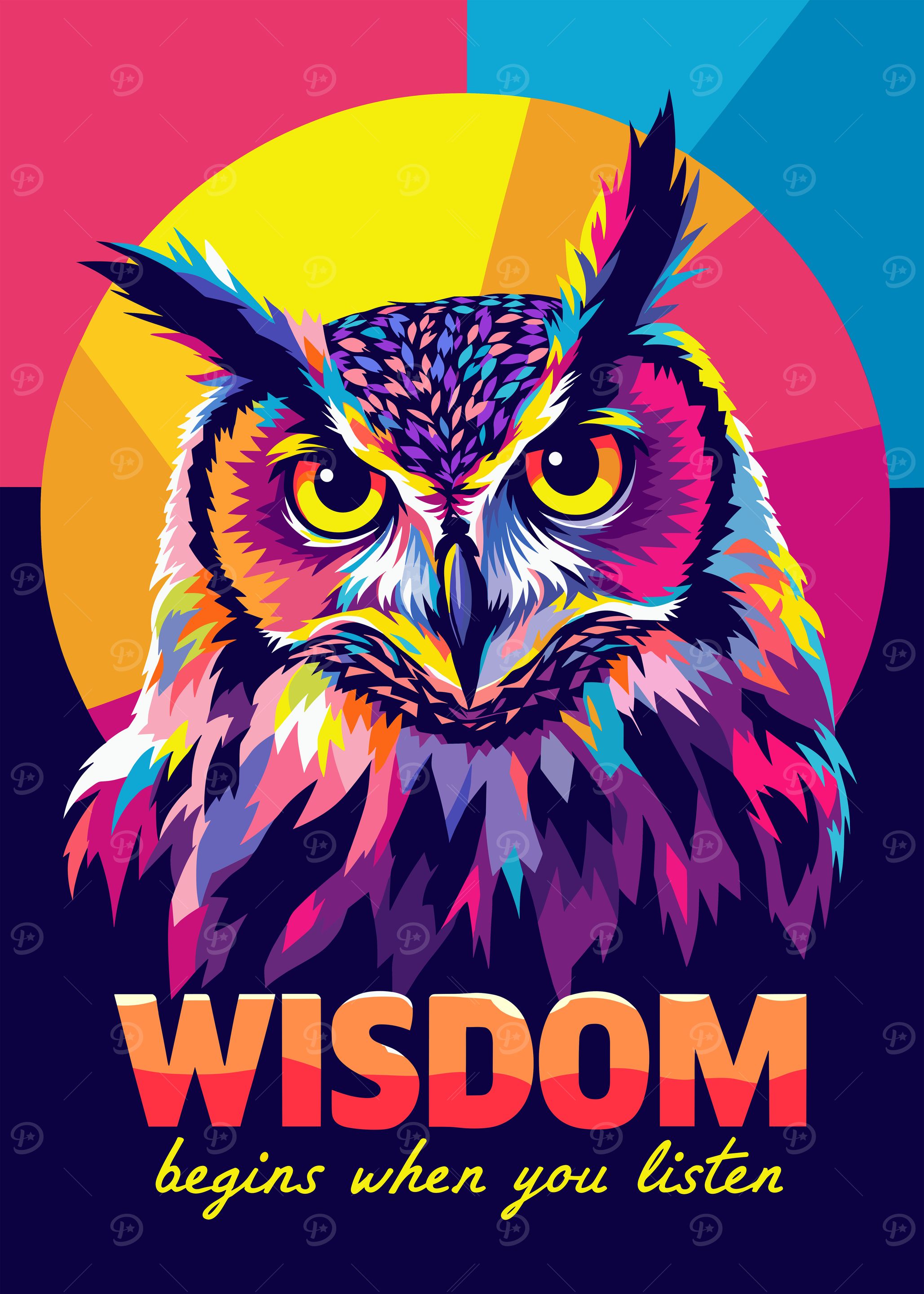 Colorful Owl Wisdom Art