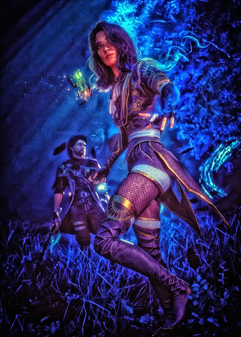 Fantasy Duo in a Blue Forest
