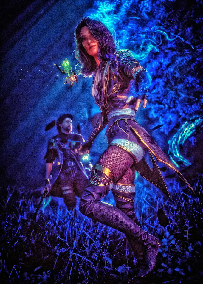 Fantasy Duo in a Blue Forest