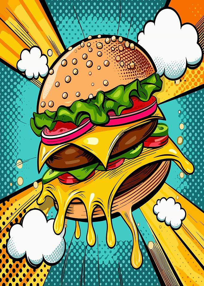 Pop Art Burger Illustration
