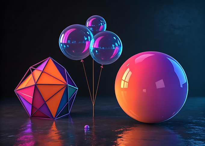 Abstract Geometric Shapes with Balloons