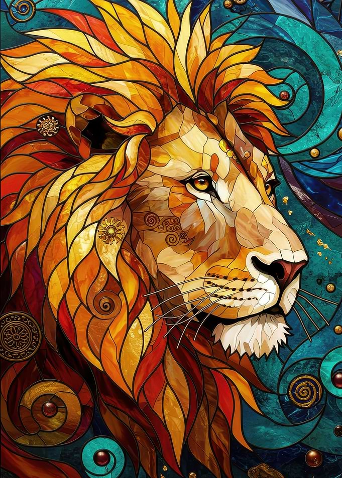 Stained Glass Lion