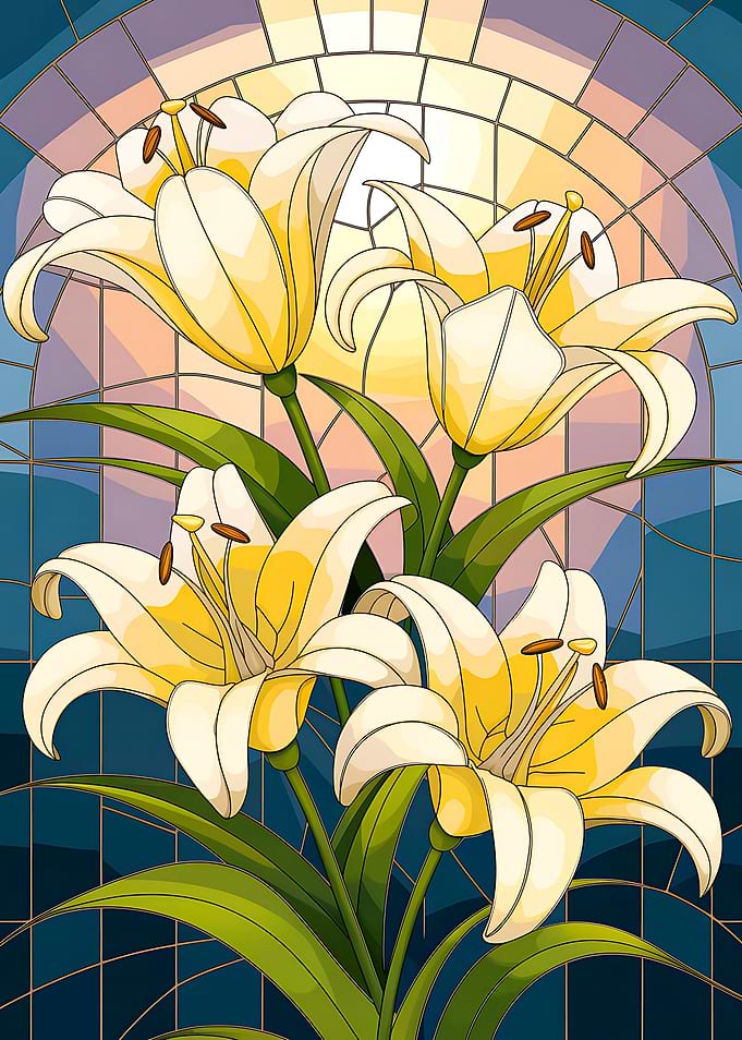 Stained Glass Lilies