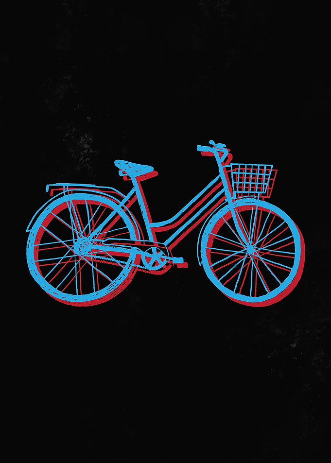 Bicycle with 3D effect on black