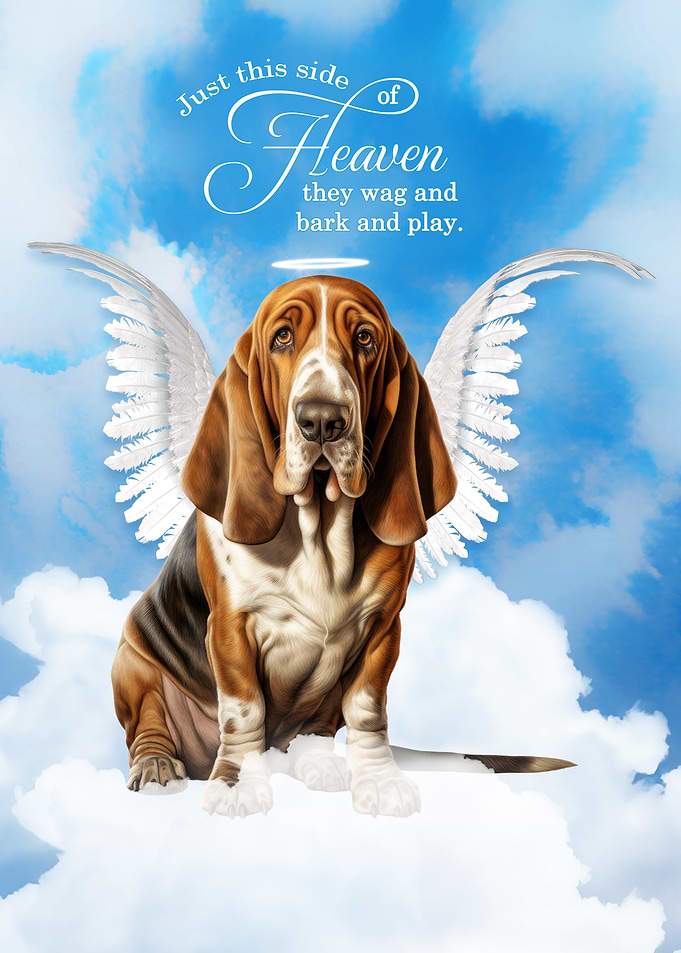 Basset Hound Angel Dog in Heaven