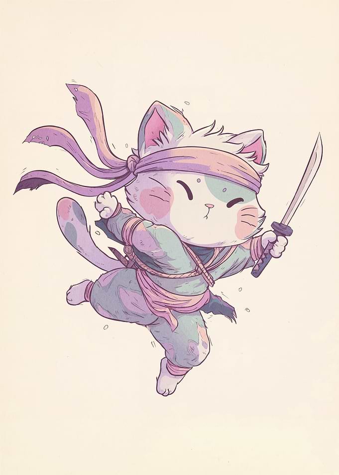 Ninja Cat Cartoon Character