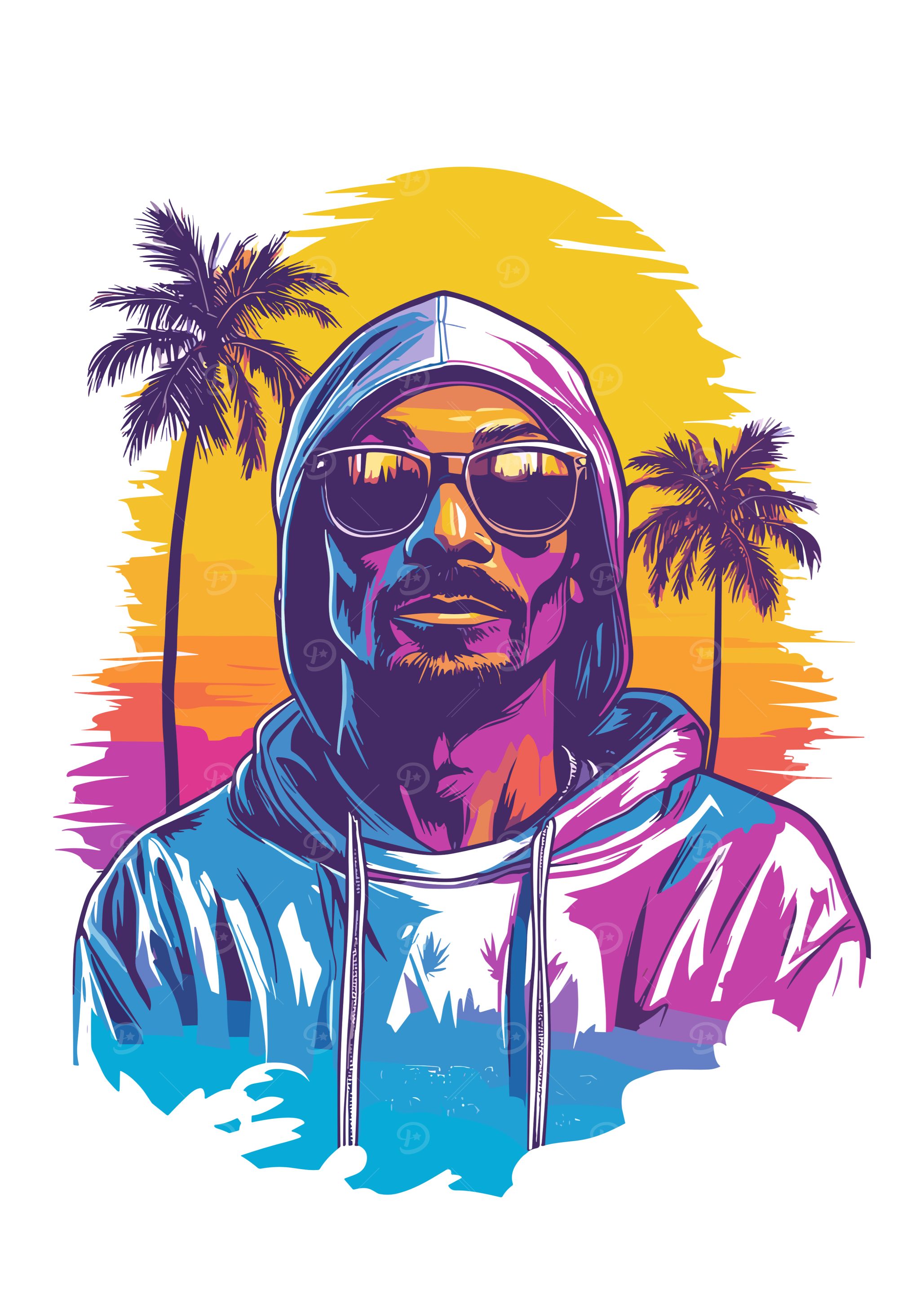 Snoop Dogg Portrait with Palm Trees
