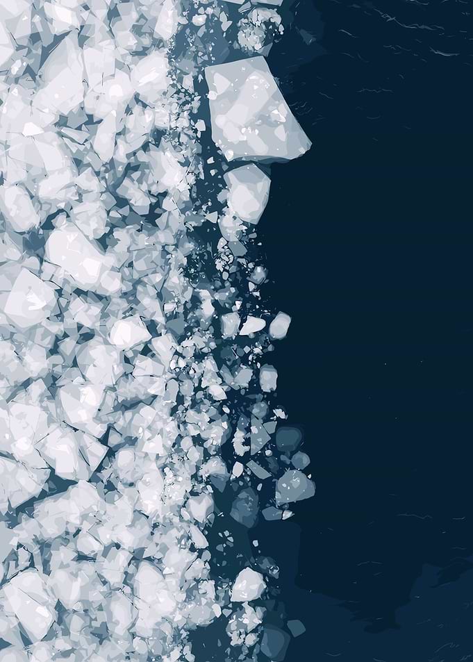 Ice Floes on Dark Water