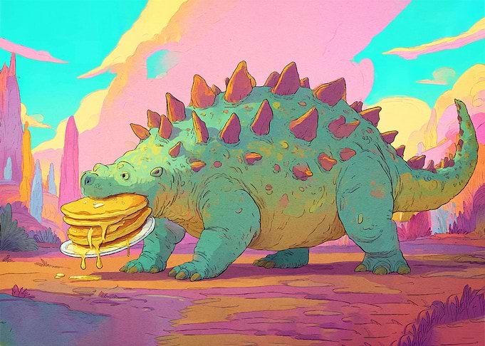 Dinosaur pancakes landscape