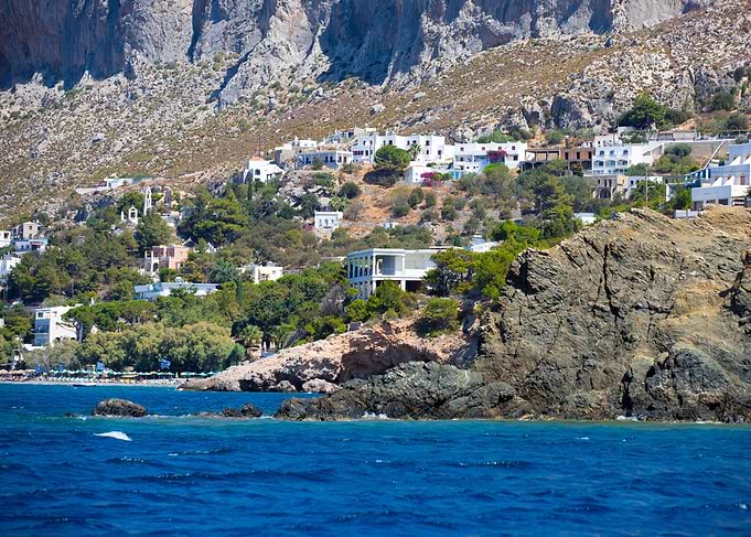 Coastal Village on Rocky Hillside, Greek Island