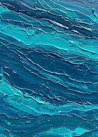 Abstract Blue and Teal Textured Painting