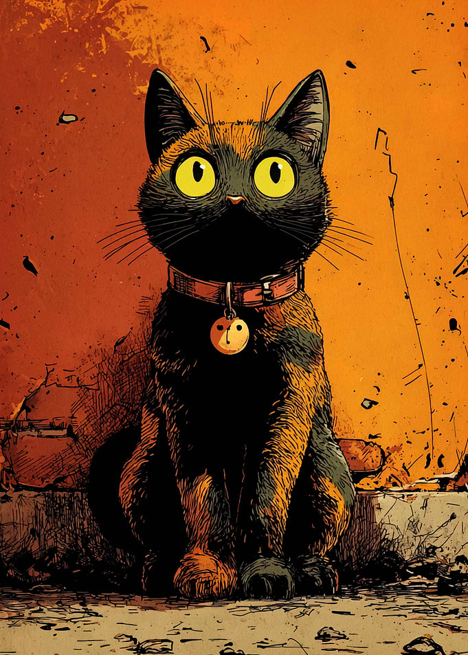 Cartoon Cat with Collar