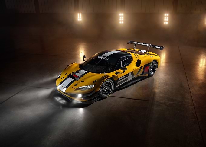 Yellow Ferrari Race Car Studio Shot
