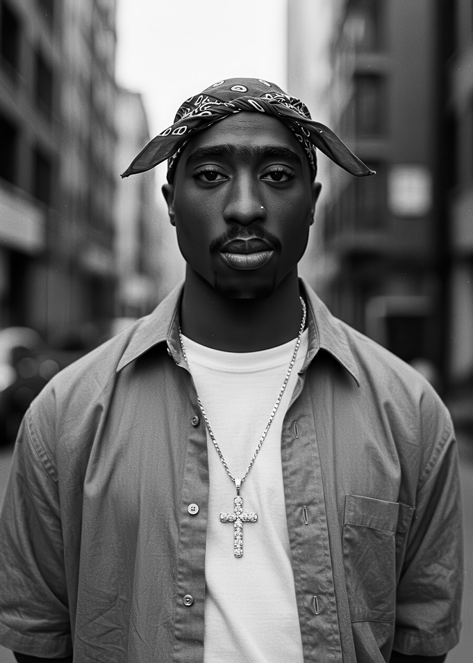 Tupac Shakur Portrait in Black and White