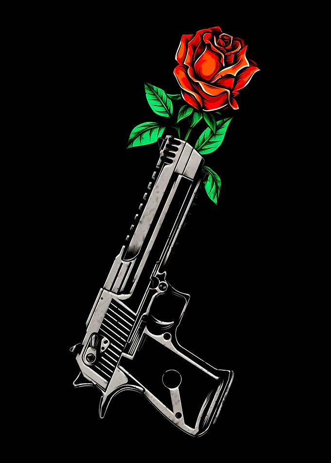 Gun and Rose Illustration