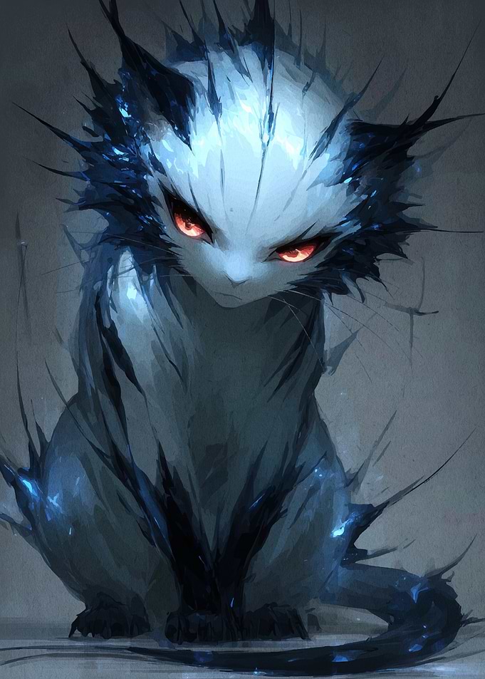Spiky Cat with Glowing Eyes