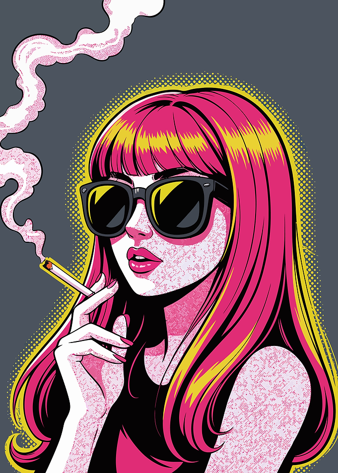 Smoking Girl Pop Art Illustration