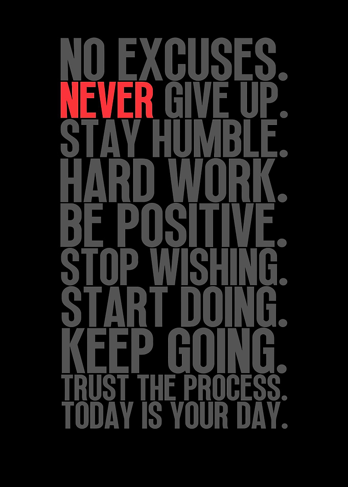 Motivational Text Art on Black Background