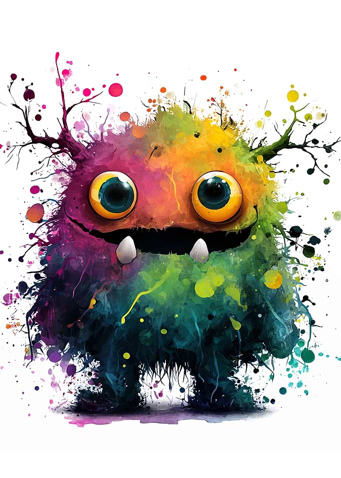Colorful Watercolor Monster Illustration