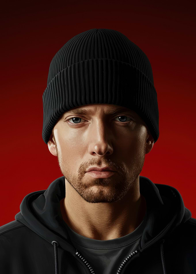 Eminem Portrait with Black Beanie