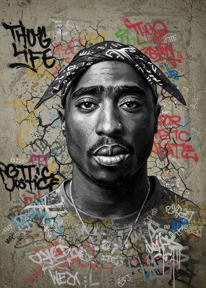 Tupac Shakur Graffiti Portrait