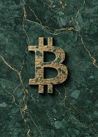 Bitcoin Symbol on Green Marble