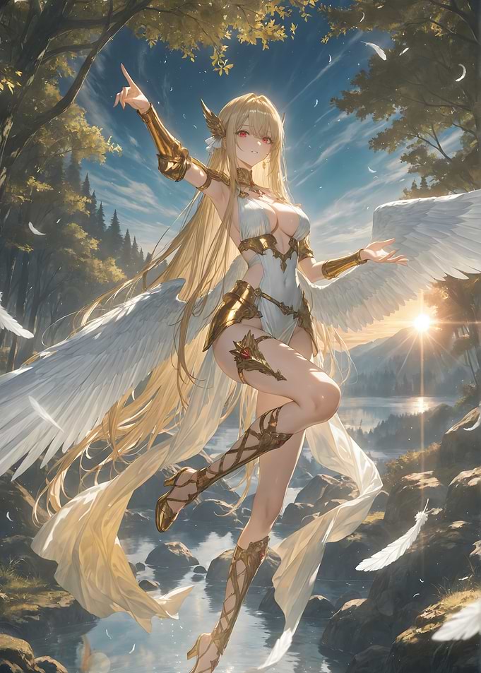 Anime Angel in Forest Landscape