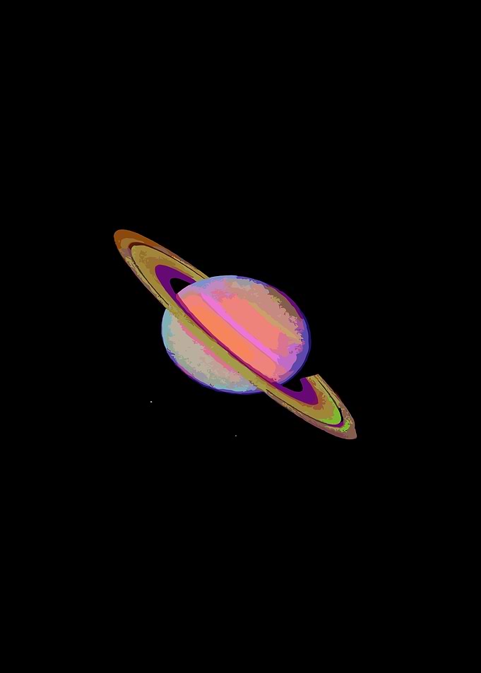 Colorful Saturn Planet Digital Art