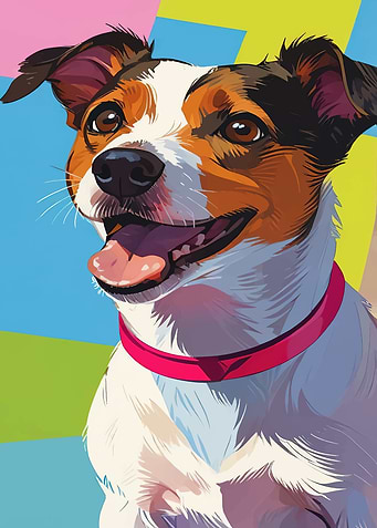 Happy Dog Portrait with Colorful Background