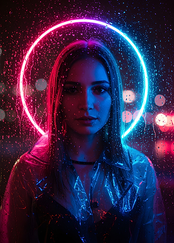 Neon Portrait in the Rain