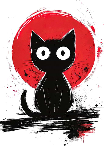 Black Cat with Red Circle