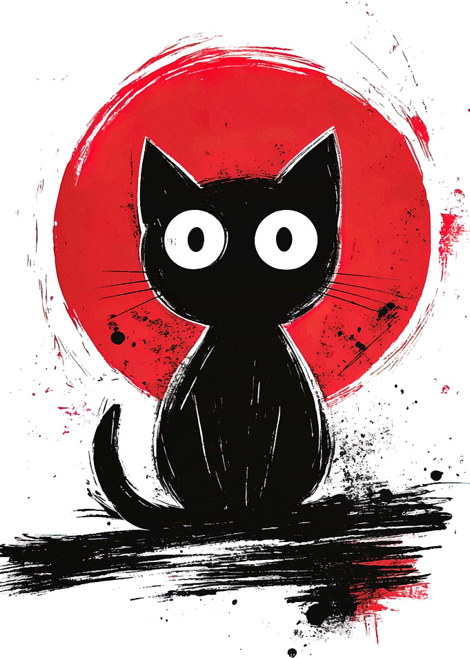 Black Cat with Red Circle