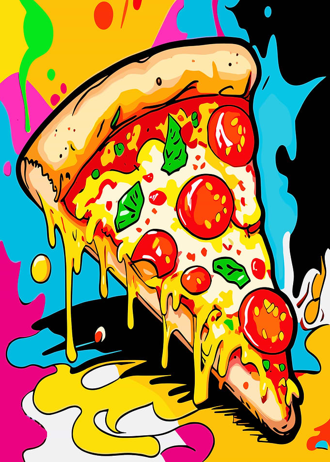Colorful Pizza Slice Illustration