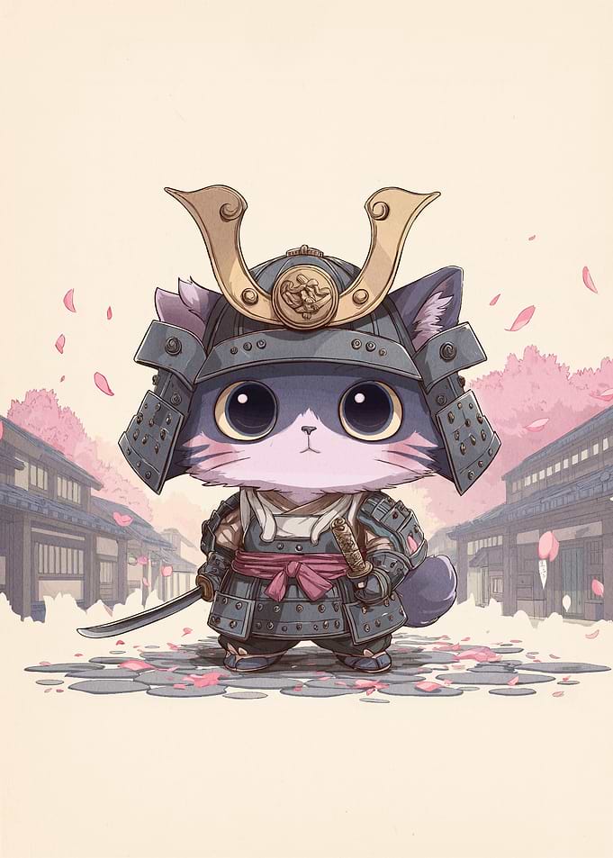 Samurai Cat Warrior Japanese