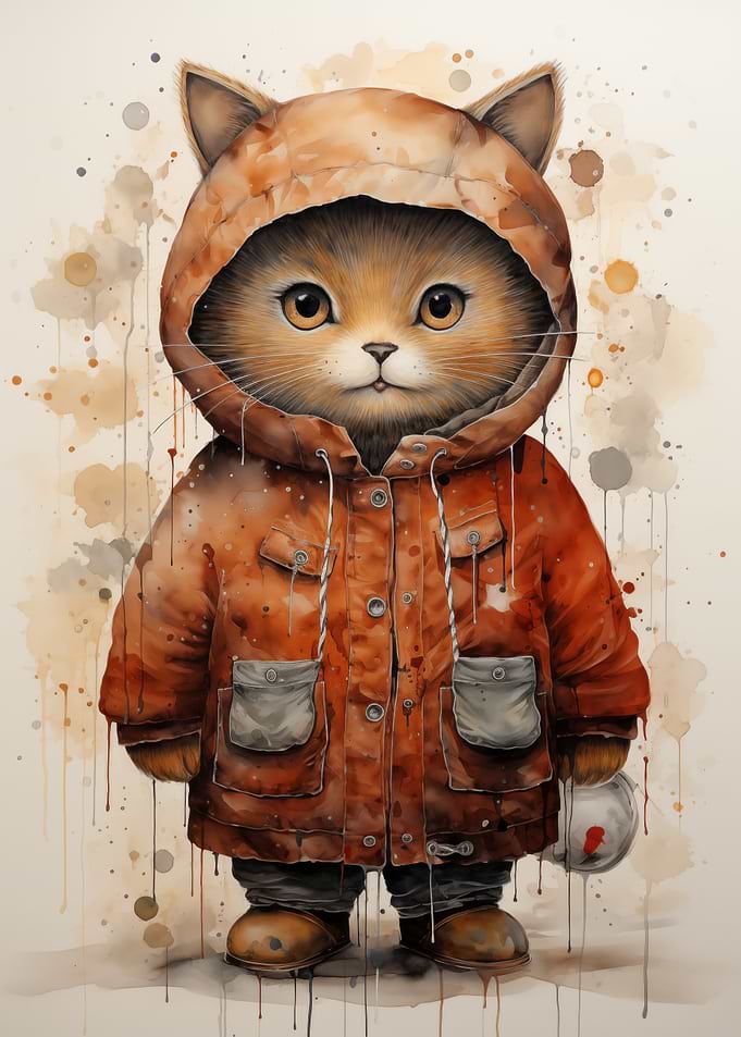 Cat in a Hooded Jacket
