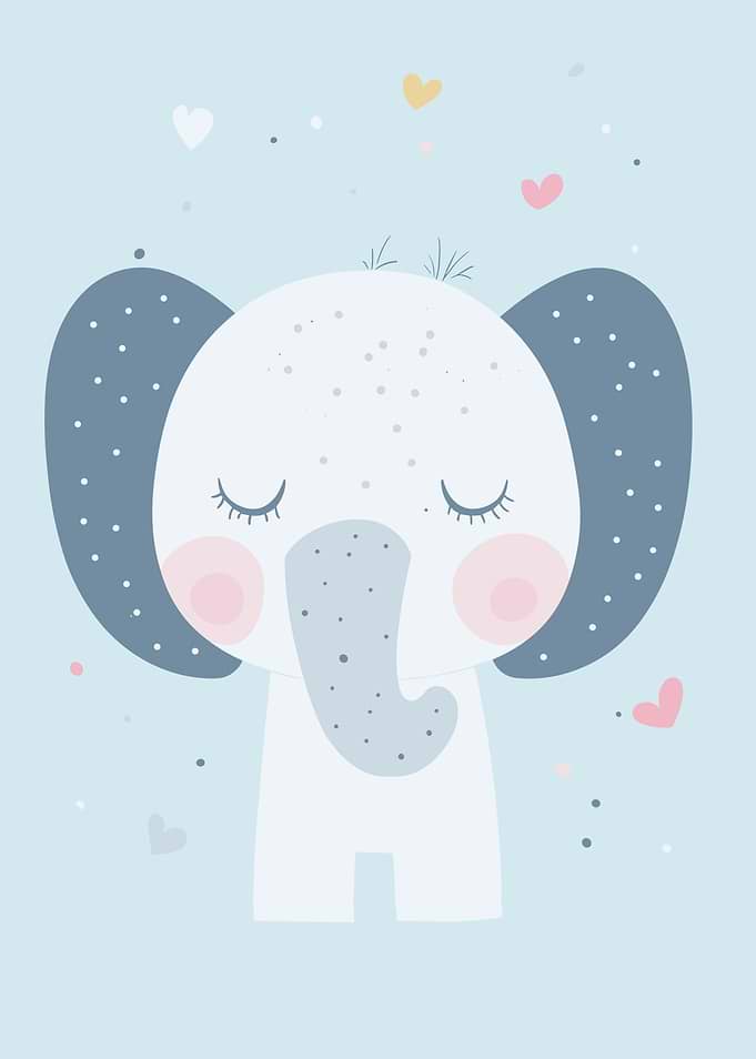Cute Elephant Illustration with Hearts