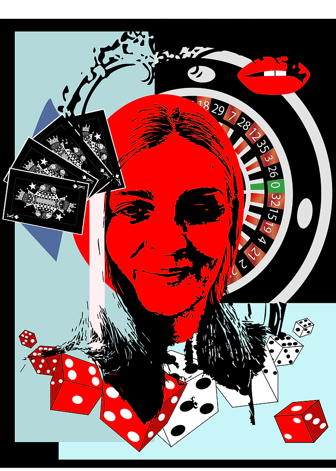 Casino Collage with Woman and Dice