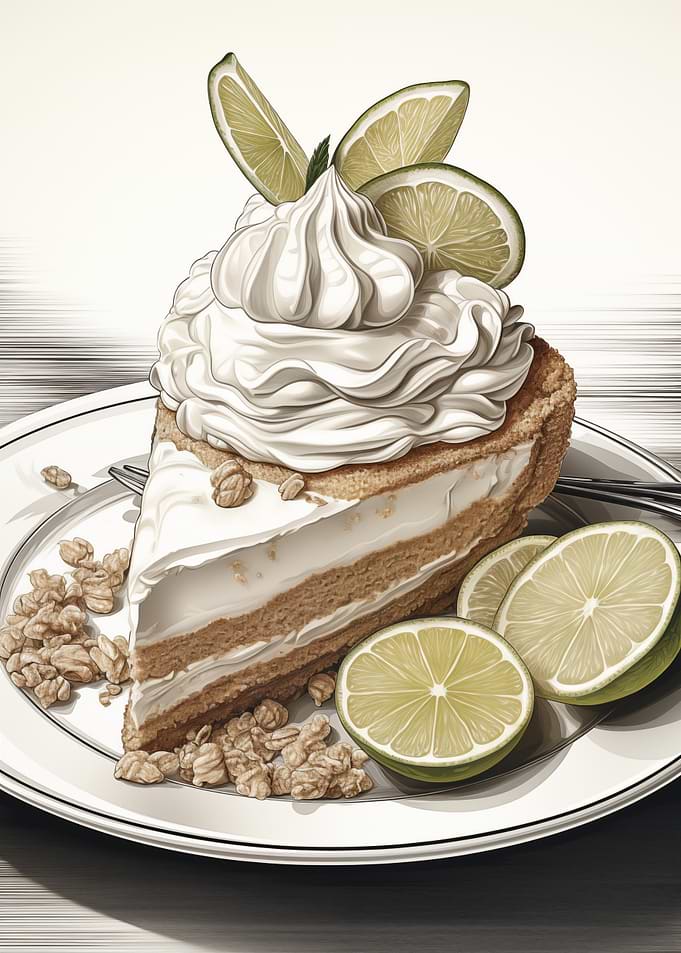 Lime Pie Slice with Cream
