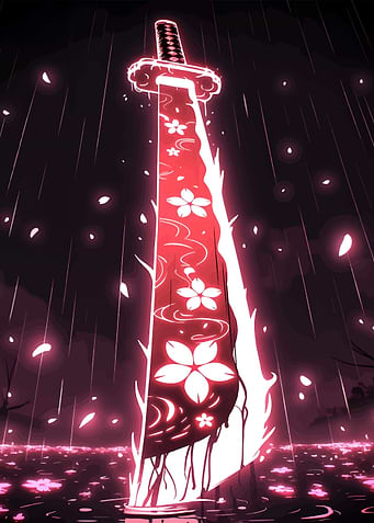 Glowing Sword with Cherry Blossoms