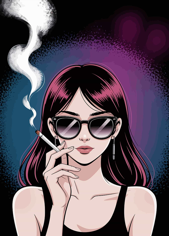 Woman with cigarette in digital art