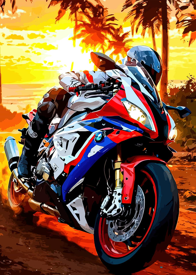 Motorcycle Ride at Sunset