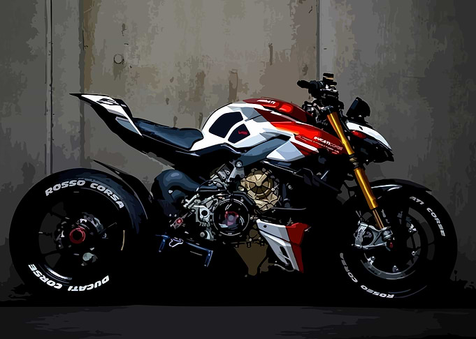 Ducati Streetfighter Rosso Corsa Illustration