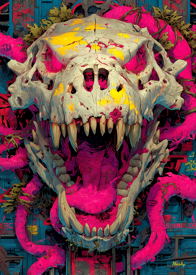 Roar of the Forgotten Beast – Expressionist Fury Skull