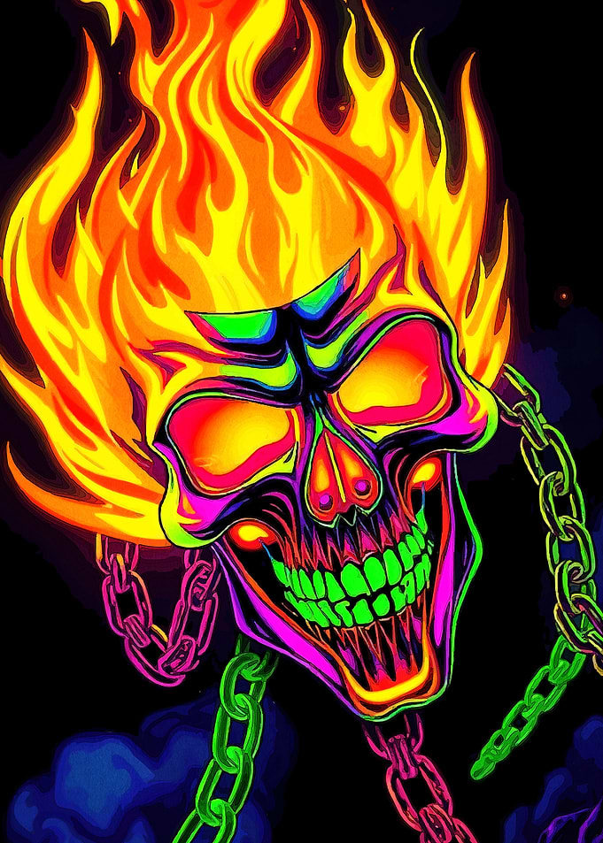 Flaming Skull Chains