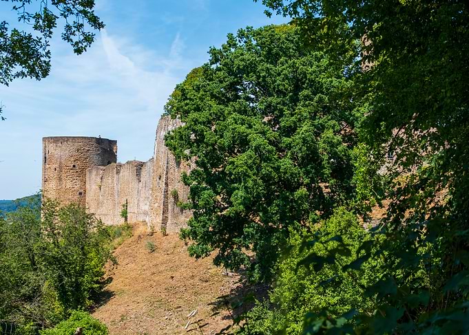 Castle Ruins Amidst Lush Greenery